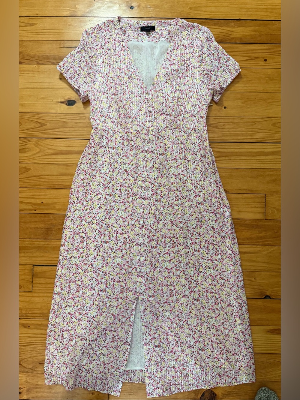 J. Crew Crinkle Viscose Short-Sleeve Midi Dress Size 8 - Picture 12 of 12